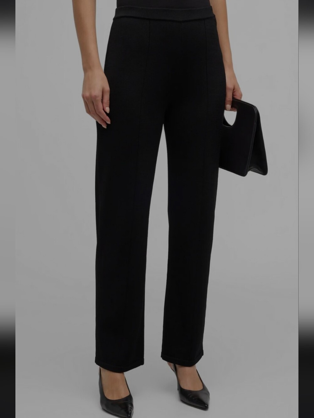 St. John Santana Knit Straight-Leg Pants - Black Sz. 12 Collection By Marie Gray